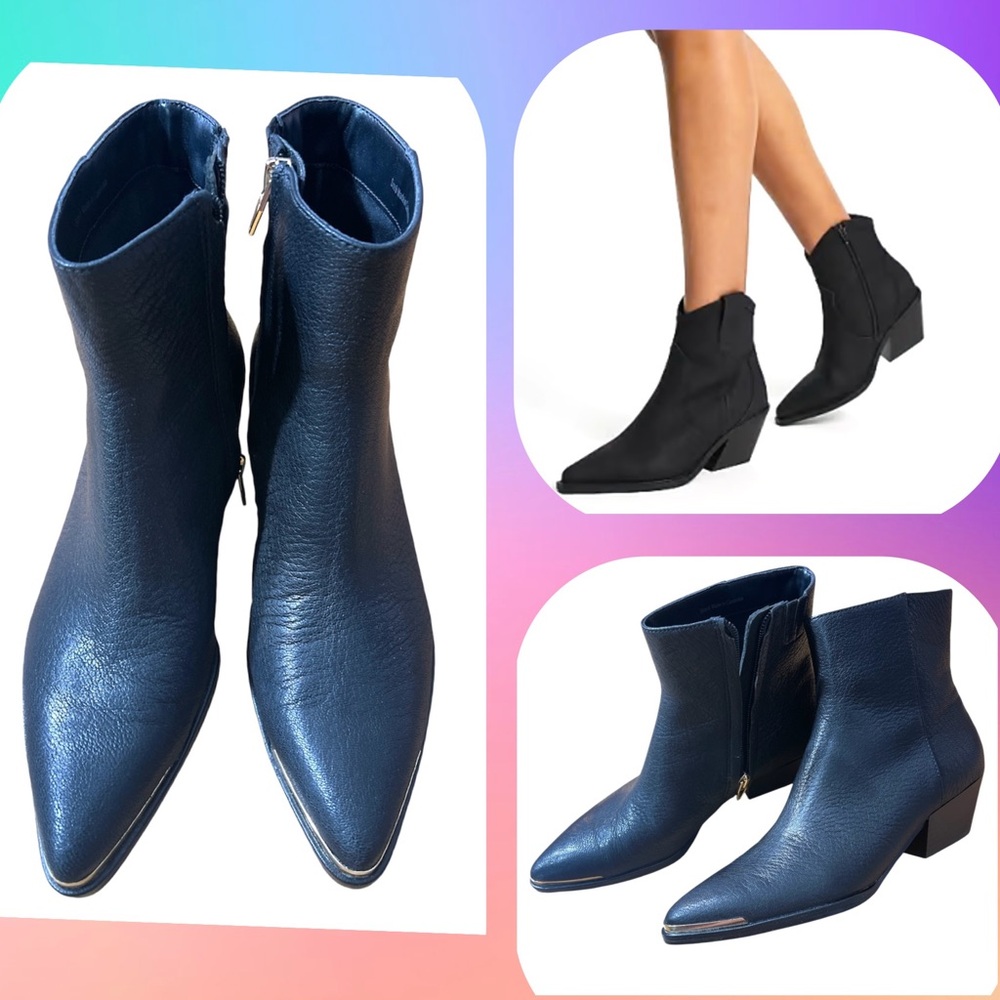 🦋NWOT Dolce Vita black leather Ankle Booties with Pointed Toe women’s 6